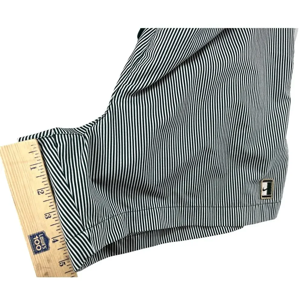 Vintage Nike Green Pinstripe Swim Shorts Logo Patch 90s Y2K L 12/14